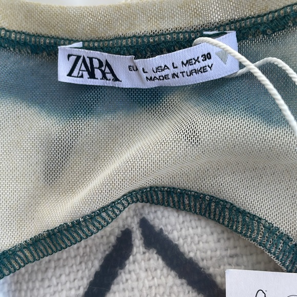 NWT ZARA TIE-DYE PRINT TULLE BODYSUIT BLUES SIZE LARGE - Picture 6 of 8